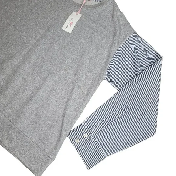 Vineyard Vines mixed media sweat shirt cape cod striped sleeve pull over size XL - Picture 6 of 6